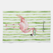 Green Pink Flamingo Geschirrtuch (Horizontal)