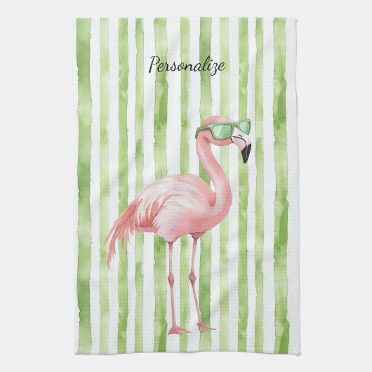 Green Pink Flamingo Geschirrtuch (Vertikal)