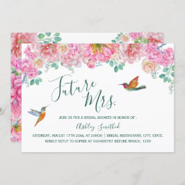 Green & Pink Floral Watercolor Frau Brautparty Einladung