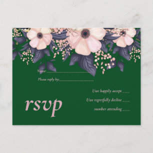 Green Pink Floral Wedding Budget Einladungspostkarte