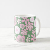 Green Pink Floral Whimsical Y2K Frühjahr & Sommer Kaffeetasse (VorderseiteRechts)