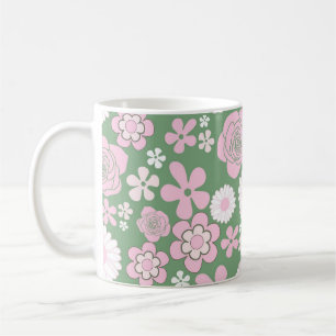 Green Pink Floral Whimsical Y2K Frühjahr & Sommer Kaffeetasse