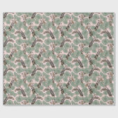 Green & Pink Giraffe Safari Wrapping Paper Roll Geschenkpapier (Flach)