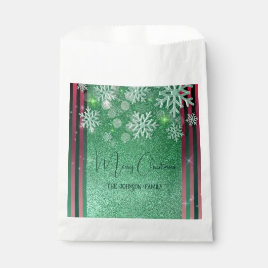Green Pink Glittery Winter Wunderland Weihnachten Geschenktütchen (Vorderseite)
