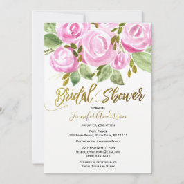 Green Pink Gold Rose Leaf Brautparty Einladung