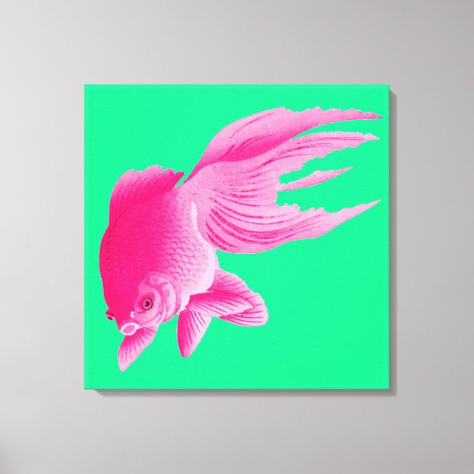 Green Pink Goldfish Large Modern Pop Leinwanddruck (Vorderseite)