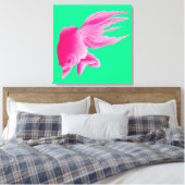 Green Pink Goldfish Large Modern Pop Leinwanddruck (Insitu (Schlafzimmer))