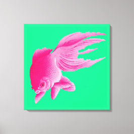 Green Pink Goldfish Large Modern Pop Leinwanddruck