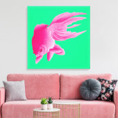 Green Pink Goldfish Large Modern Pop Leinwanddruck (Insitu (Wohnzimmer))
