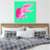 Green Pink Goldfish Large Modern Pop Leinwanddruck (Insitu (Schlafzimmer))