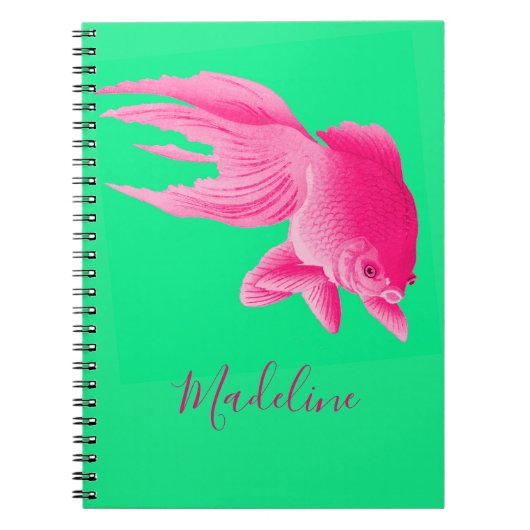 Green Pink Goldfish Large Modern Pop Personal Notizblock (Vorderseite)