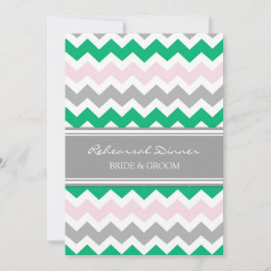 Green Pink Grau Zickzack Probe Abendessen Party Einladung