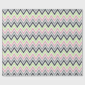 Green Pink Grey Zigzags Ikat Pattern Geschenkpapier (Flach)