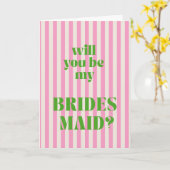 Green + Pink Modern Stripe Bridesmaid Proposal Karte (Gelbe Blume)