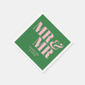 Green & Pink Mr & Mr. Personalisiert Wedding Napki Serviette (Ecke)