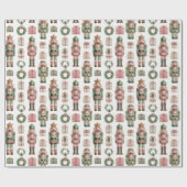 Green-Pink Nutcracker Holiday Pattern Geschenkpapier (Flach)