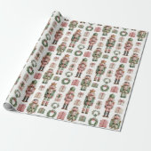 Green-Pink Nutcracker Holiday Pattern Geschenkpapier (Ungerollt)