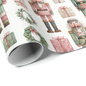 Green-Pink Nutcracker Holiday Pattern Geschenkpapier (Rolleneckpunkt)