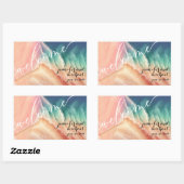 Green Pink Ocean Beach Watercolor Sommersonne Rechteckiger Aufkleber (Blatt)