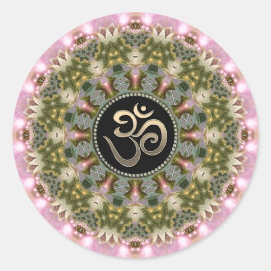 Green Pink Om Mandala Aufkleber (Vorderseite)