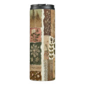 Green Pink Patchwork Quilt Rustic Retro Boho Thermosbecher (Rückseite)