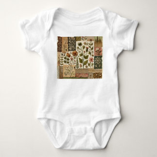Green Pink Patchwork Quilt Rustic Vintag Boho Baby Strampler
