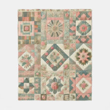 Green & Pink Patchwork Rustikale Retro-Vintage Blu