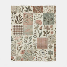 Green & Pink Patchwork Rustikale Retro-Vintage Blu Fleecedecke