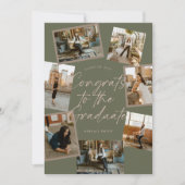 Green & Pink Photo Collage Graduation Ankündigung (Vorderseite)