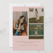 Green & Pink Photo Collage Graduation Ankündigung (Rückseite)