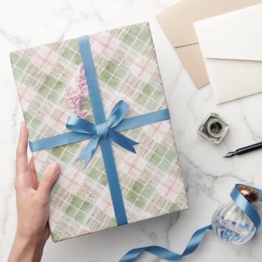 Green Pink Plaid Stripes Birthday Geschenkpapier (Schenken)