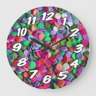 Green Pink Purple Candy Numbered Große Wanduhr