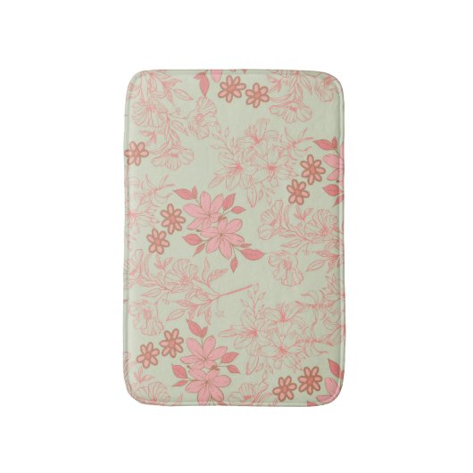 Green Pink Retro Y2K 70er Blume Muster Badematte (Vorderseite Vertikal)