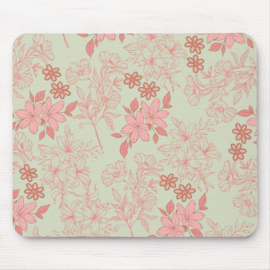 Green Pink Retro Y2K 70er Blume Muster Mousepad (Vorne)