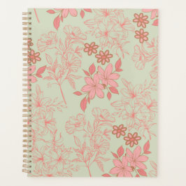 Green Pink Retro Y2K 70er Blume Muster Planer
