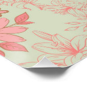 Green Pink Retro Y2K 70er Blume Muster Poster (Ecke)