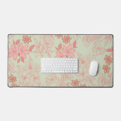 Green Pink Retro Y2K 70er Blume Muster Schreibtischunterlage (Tastatur & Maus)