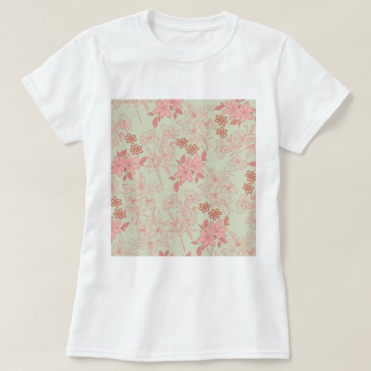 Green Pink Retro Y2K 70er Blume Muster T-Shirt (Design vorne)