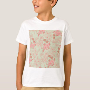 Green Pink Retro Y2K 70er Blume Muster T-Shirt