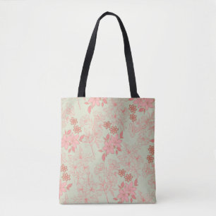 Green Pink Retro Y2K 70er Blume Muster Tasche