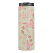 Green Pink Retro Y2K 70er Blume Muster Thermosbecher (Rückseite)
