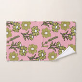Green Pink Retro Y2K Funky Hippie Blume Muster Badhandtuch Set (Handtuch)