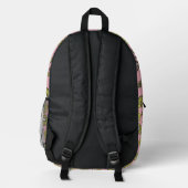 Green Pink Retro Y2K Funky Hippie Blume Muster Bedruckter Rucksack (Rückseite)