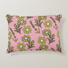 Green Pink Retro Y2K Funky Hippie Blume Muster Dekokissen