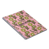 Green Pink Retro Y2K Funky Hippie Blume Muster Notizblock (Rechte Seite)
