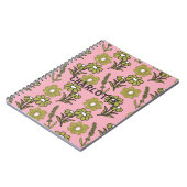 Green Pink Retro Y2K Funky Hippie Blume Muster Notizblock (Linke Seite)