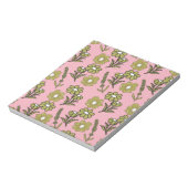 Green Pink Retro Y2K Funky Hippie Blume Muster Notizblock (Rotiert)