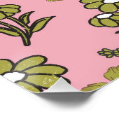 Green Pink Retro Y2K Funky Hippie Blume Muster Poster (Ecke)