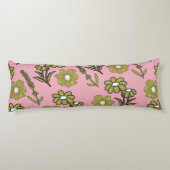 Green Pink Retro Y2K Funky Hippie Blume Muster Seitenschläferkissen (Rückseite)