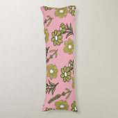 Green Pink Retro Y2K Funky Hippie Blume Muster Seitenschläferkissen (Vorderseite Vertikal)